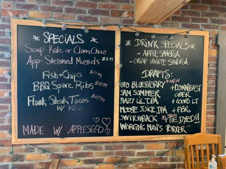 Appleseed Restaurant - Bradford, NH menu_pic
