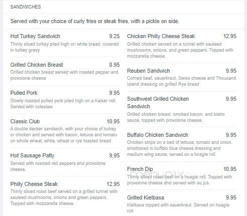 Van Auken's Inne - Thendara, NY menu_pic