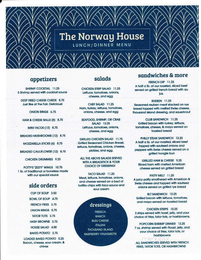 Norway House Motel & Restaurant - Bottineau, ND menu_pic