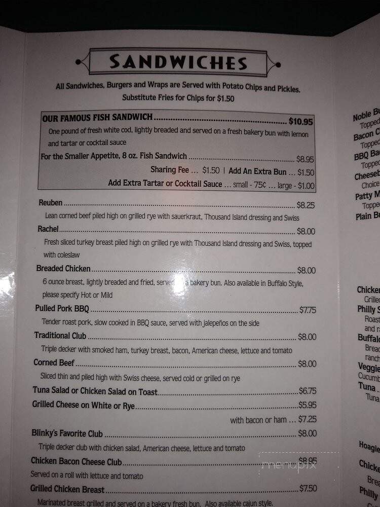 Blinky's Noble Grill & Bar - Pittsburgh, PA menu_pic