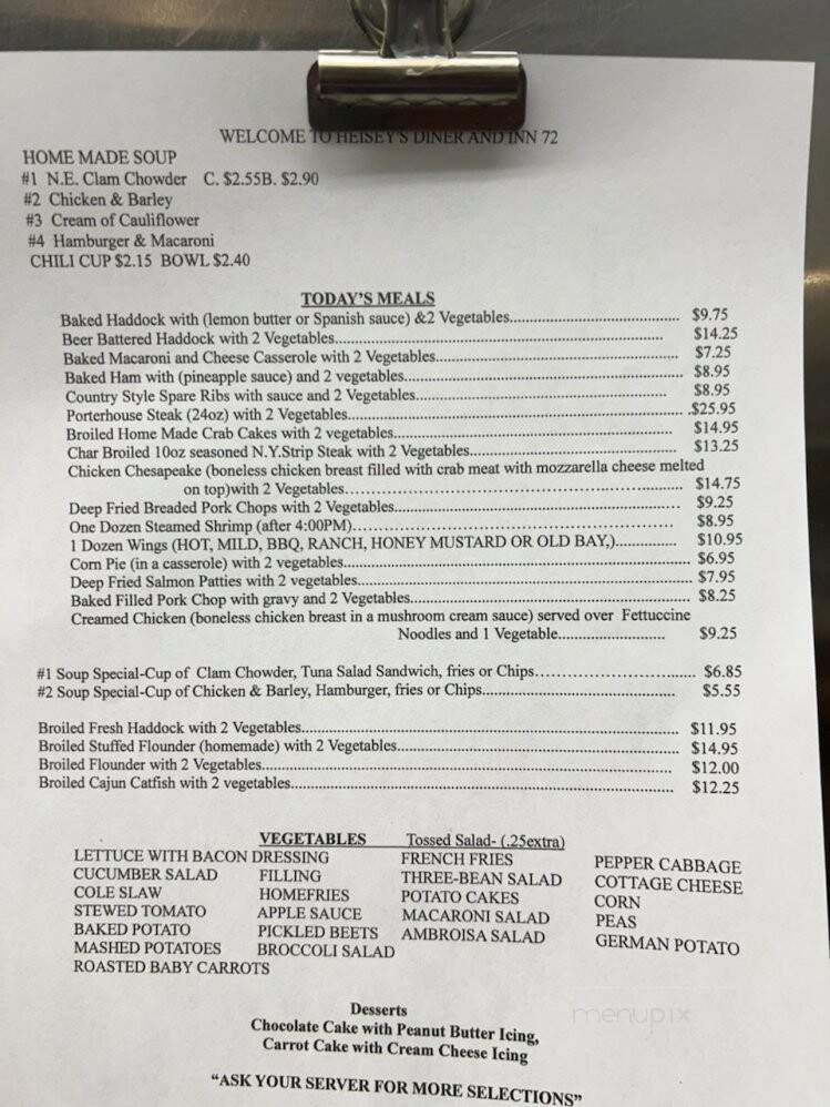 Heisey's Diner - Lebanon, PA menu_pic