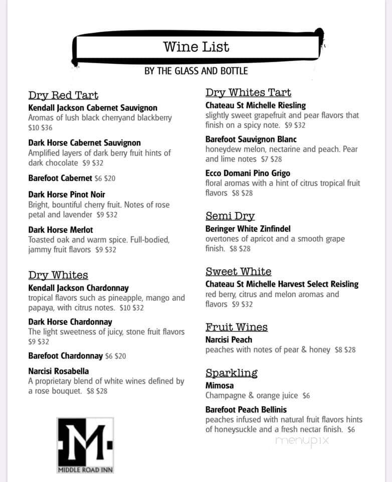 Middle Road Inn - Glenshaw, PA menu_pic