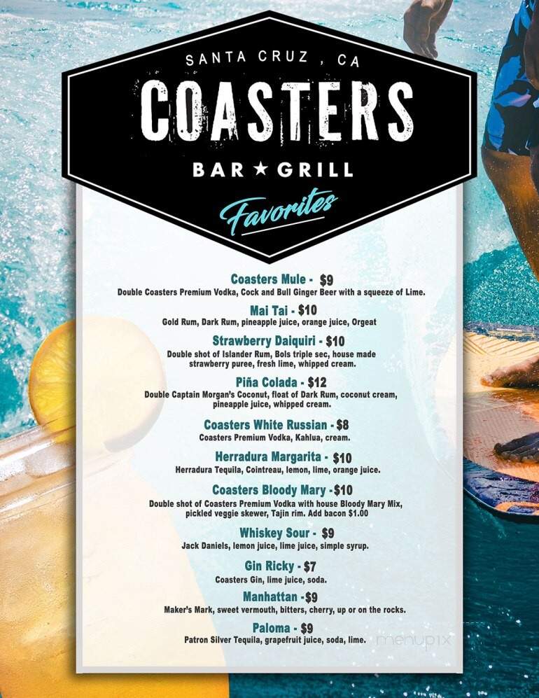 Coasters Bar & Grill - Santee, SC menu_pic