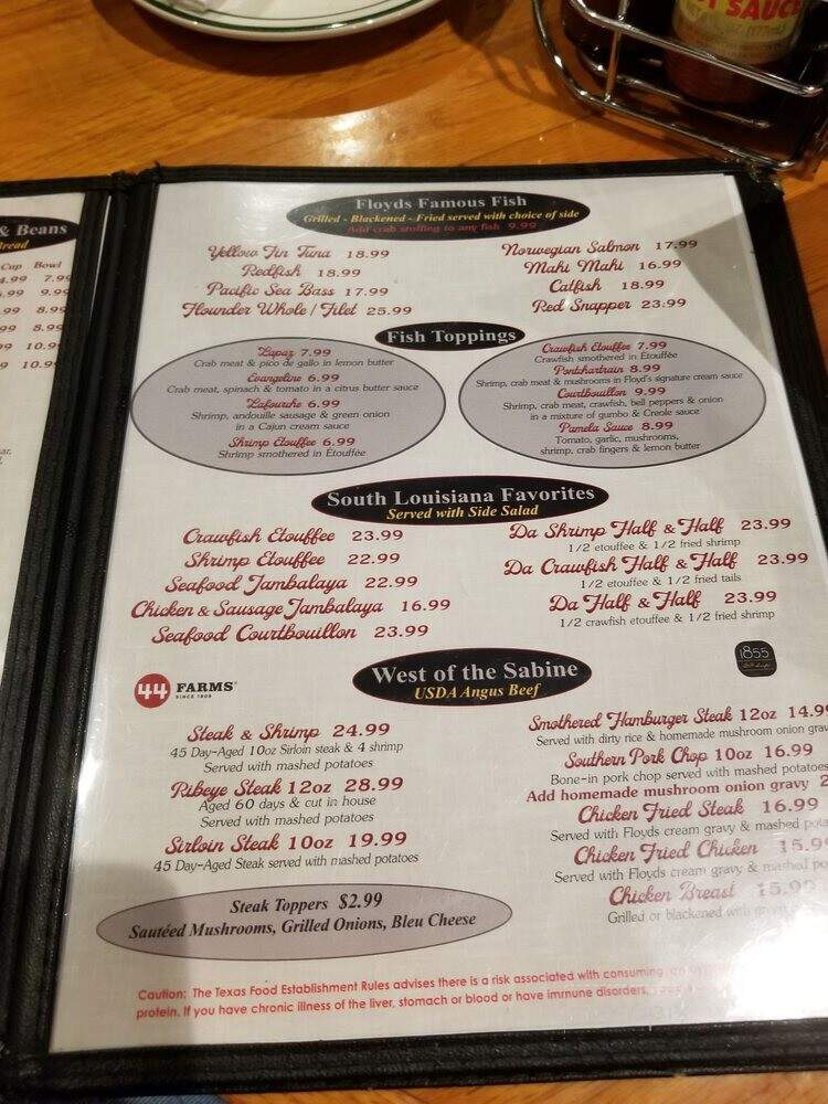Floyd's Cajun Seafood's - Beaumont, TX menu_pic