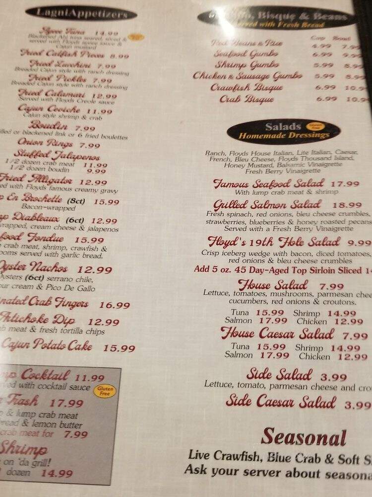 Floyd's Cajun Seafood's - Beaumont, TX menu_pic