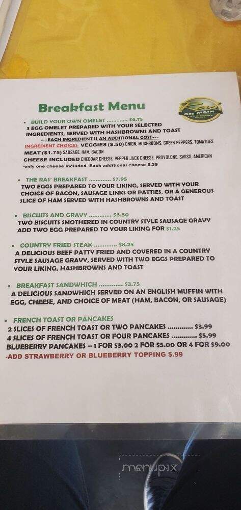 Ras' On Main - Hammond, WI menu_pic