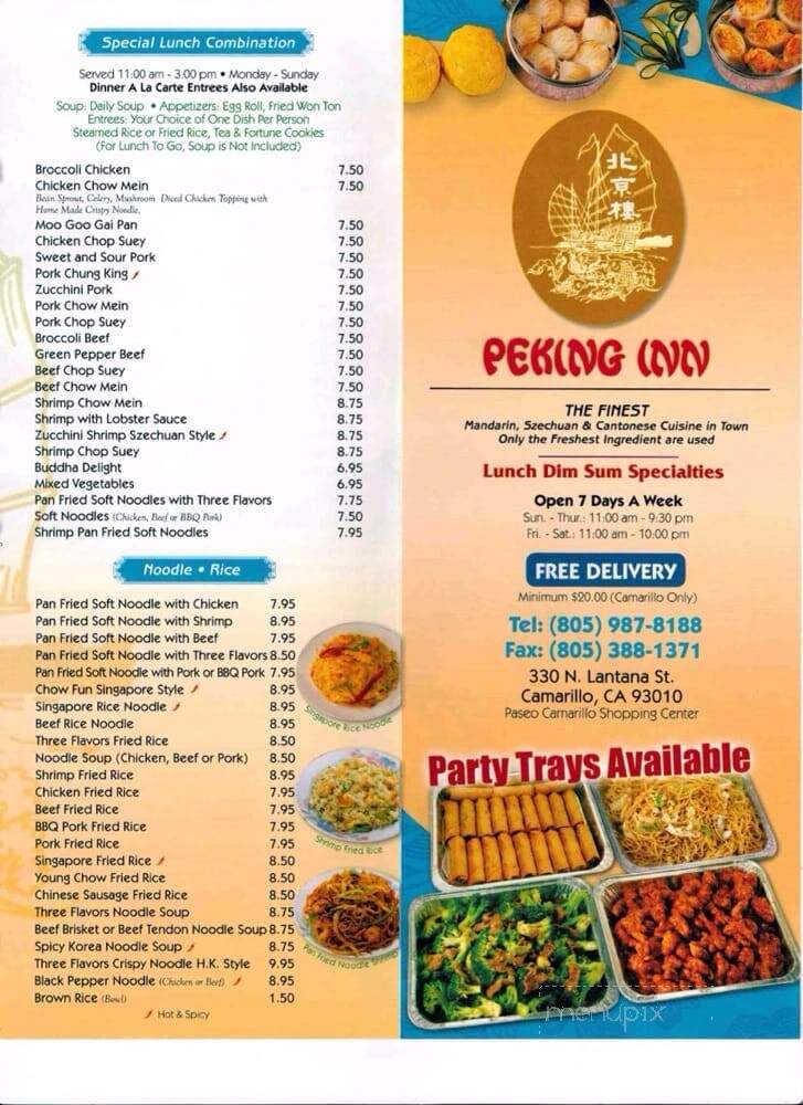 Peking Inn Restaurant - Camarillo, CA menu_pic