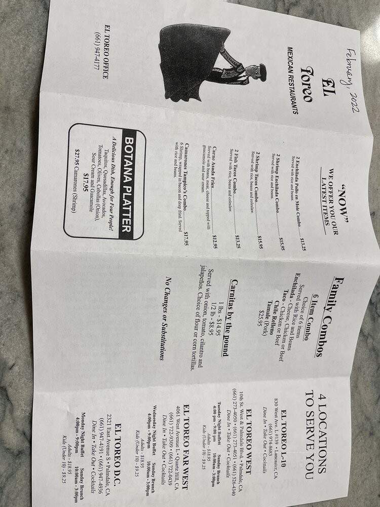 El Toreo Far West - Quartz Hill, CA menu_pic