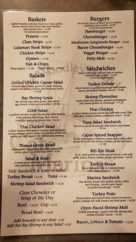 Cafe Marina & Woodley's Bar - Eureka, CA menu_pic