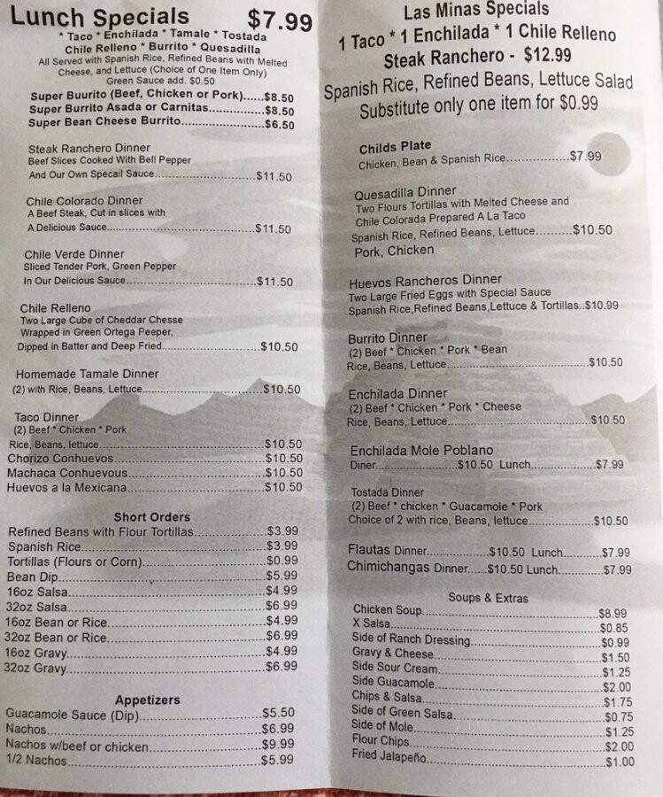 Las Minas Mexican Restaurant - Pine Grove, CA menu_pic