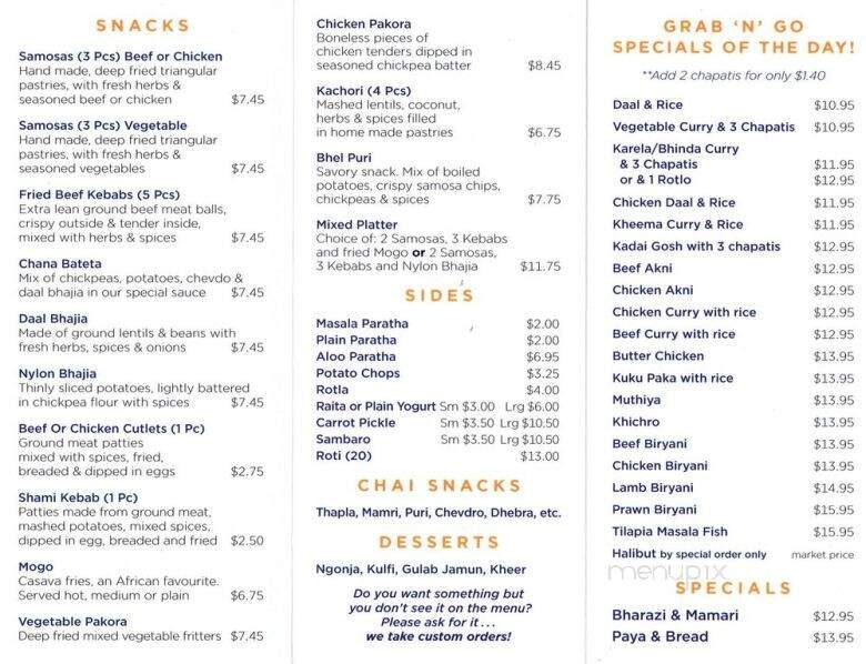 Kilimanjaro Snack House and Catering - Vancouver, BC menu_pic