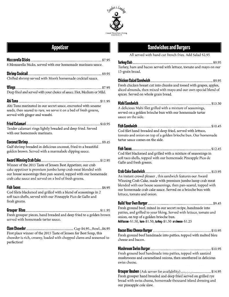 Sauder's Landing - Jensen Beach, FL menu_pic