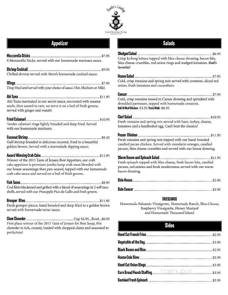 Sauder's Landing - Jensen Beach, FL menu_pic