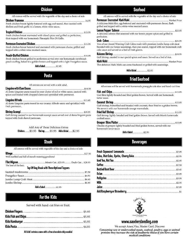 Sauder's Landing - Jensen Beach, FL menu_pic