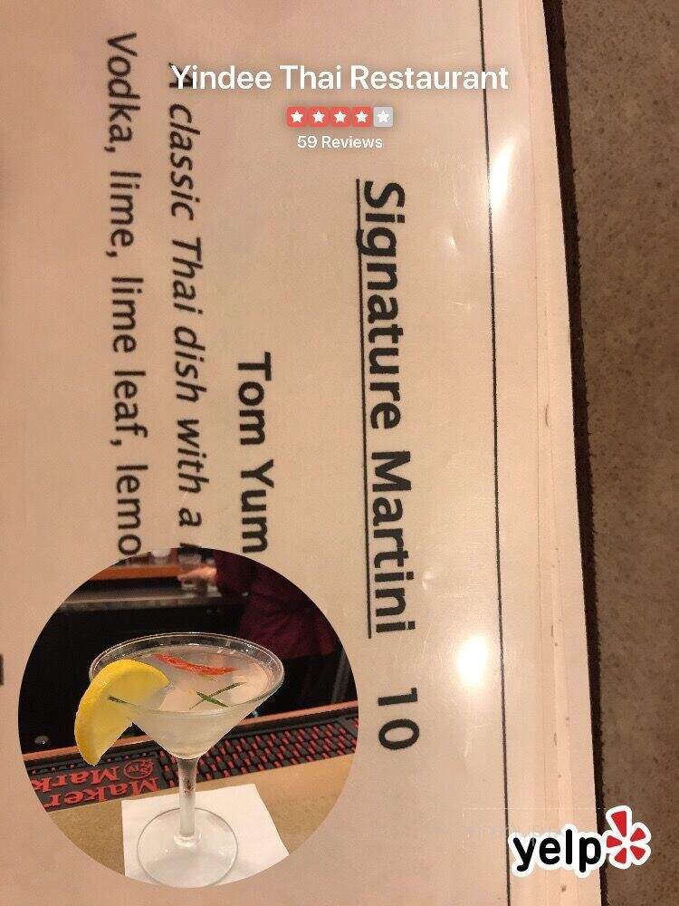 Yindee Thai Restaurant - West Springfield, VA menu_pic