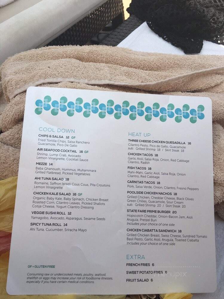 Air Pool Bar - Rancho Mirage, CA menu_pic