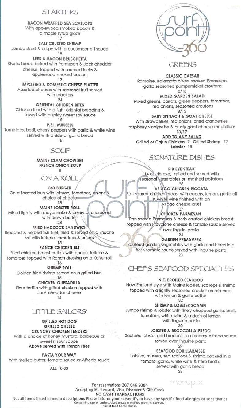 Surf Point 360 - Ogunquit, ME menu_pic