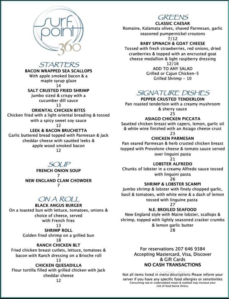 Surf Point 360 - Ogunquit, ME menu_pic