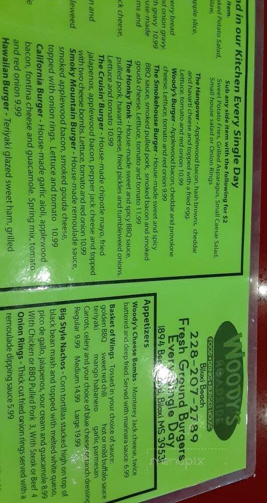 Woody's Roadside - Biloxi, MS menu_pic