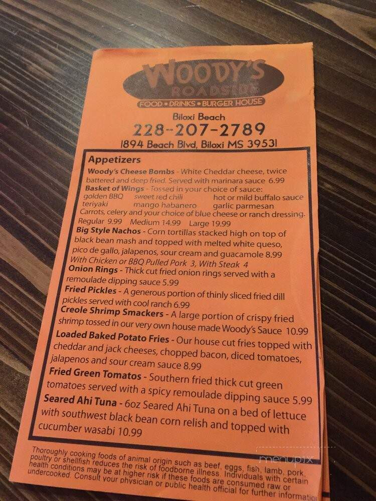 Woody's Roadside - Biloxi, MS menu_pic