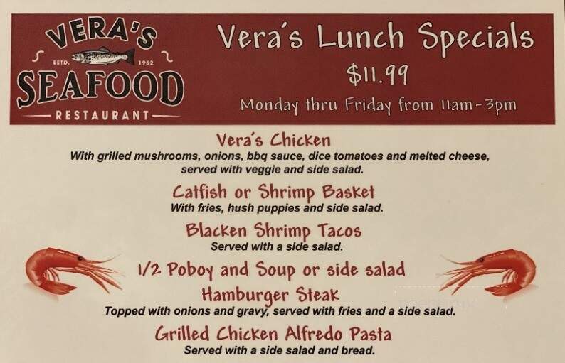 Vera's Seafood - Abita Springs, LA menu_pic