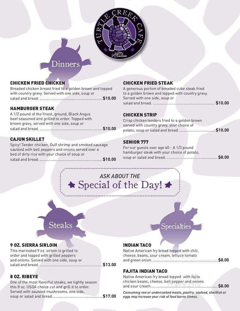 Lucky Star Casino - Clinton, OK menu_pic