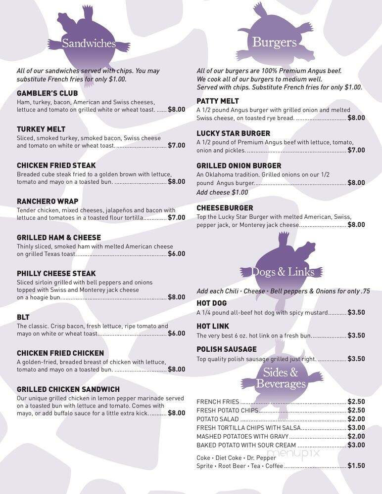 Lucky Star Casino - Clinton, OK menu_pic