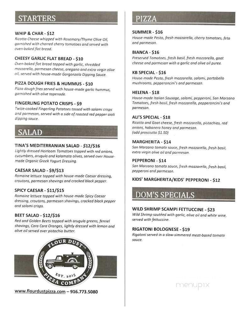 Flour Dust Pizza - Roseville, CA menu_pic