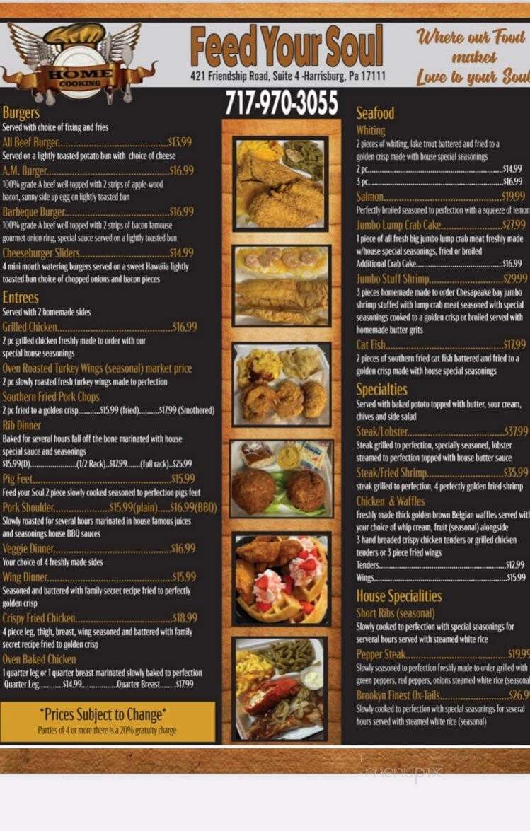 Feed Your Soul - Harrisburg, PA menu_pic
