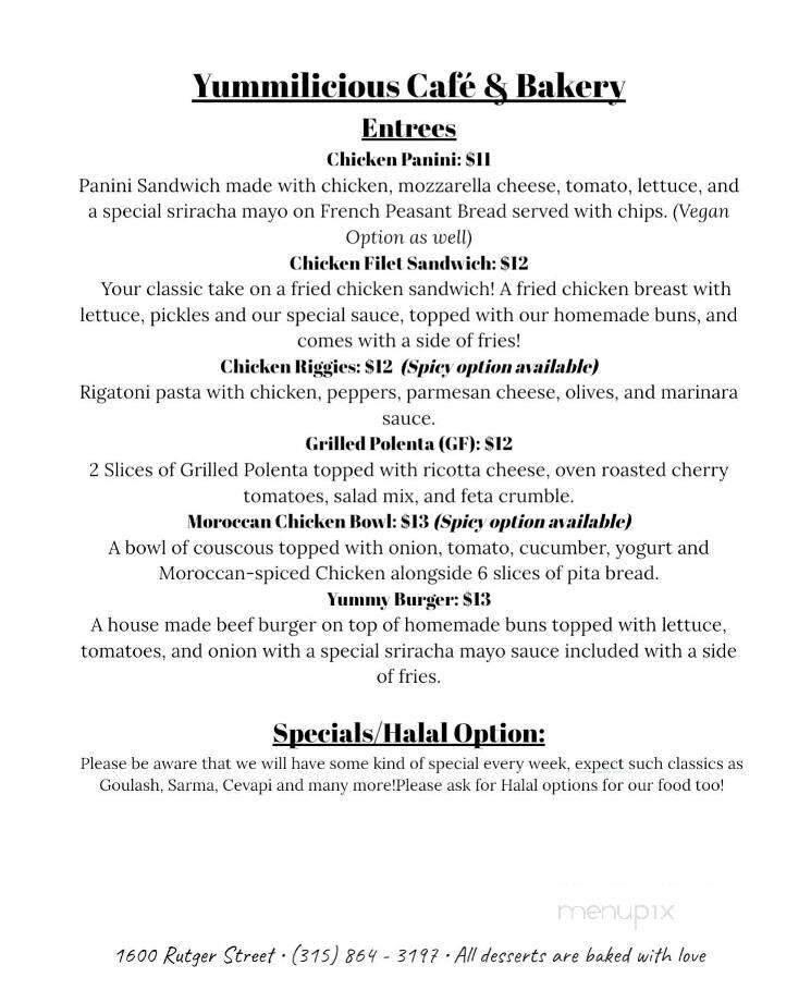 Yummilicious Cafe & Bakery - Utica, NY menu_pic