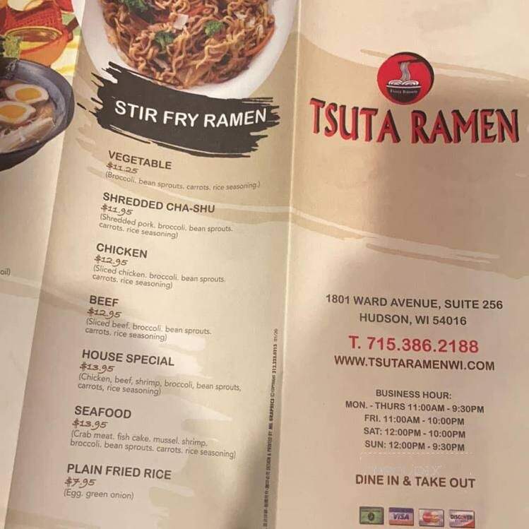 Tsuta Ramen - Hudson, WI menu_pic