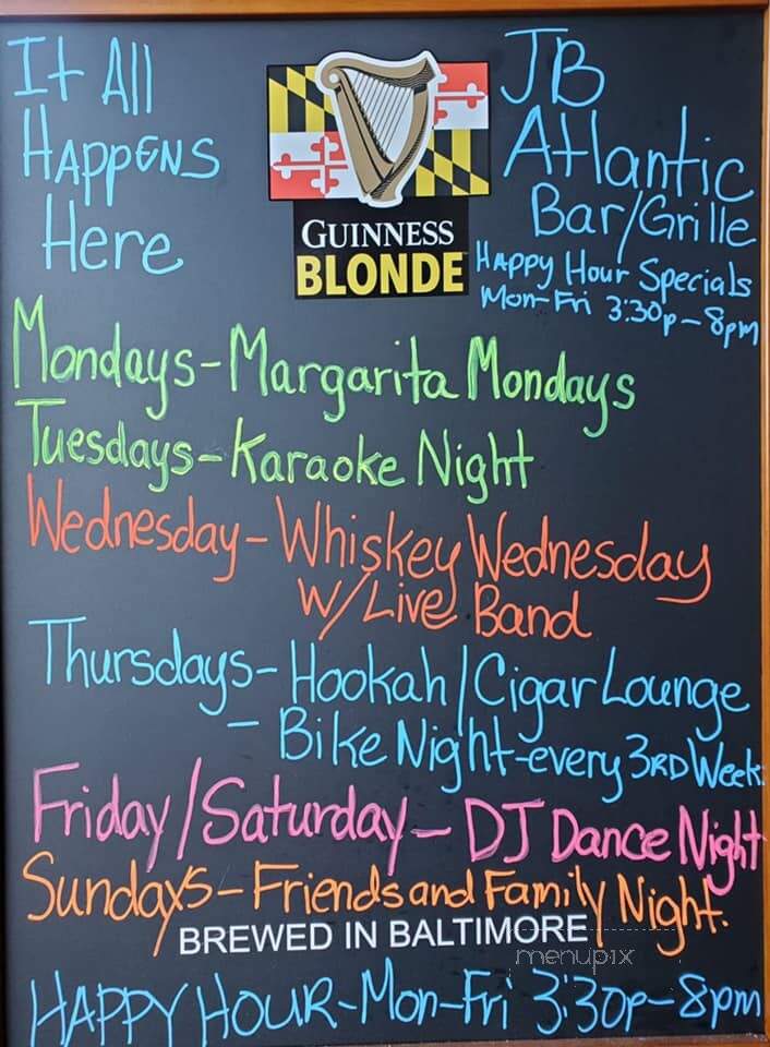 JB Atlantic Restaurant and Grill - Laurel, MD menu_pic