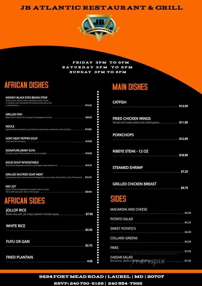 JB Atlantic Restaurant and Grill - Laurel, MD menu_pic