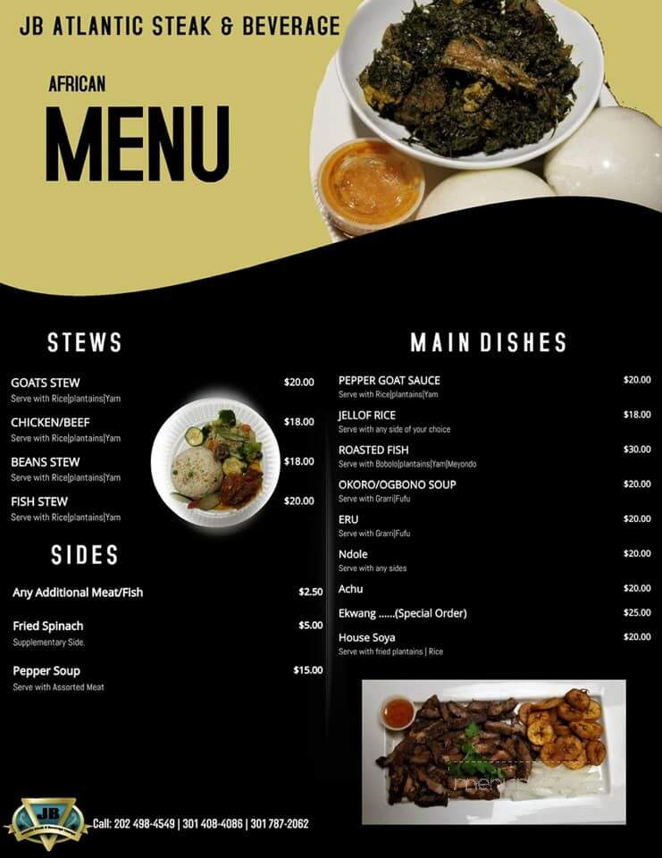 JB Atlantic Restaurant and Grill - Laurel, MD menu_pic