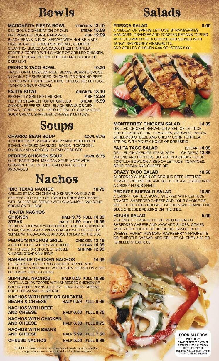 Pedro's Mexican Grill & Cantina - Greensboro, GA menu_pic