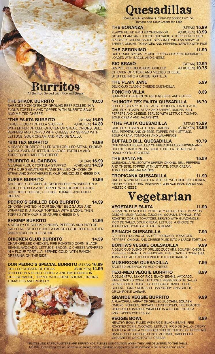 Pedro's Mexican Grill & Cantina - Greensboro, GA menu_pic
