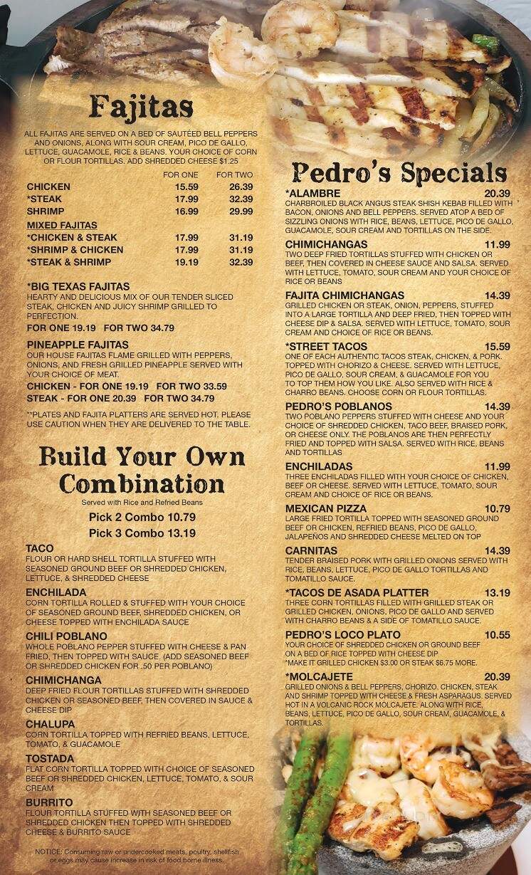 Pedro's Mexican Grill & Cantina - Greensboro, GA menu_pic
