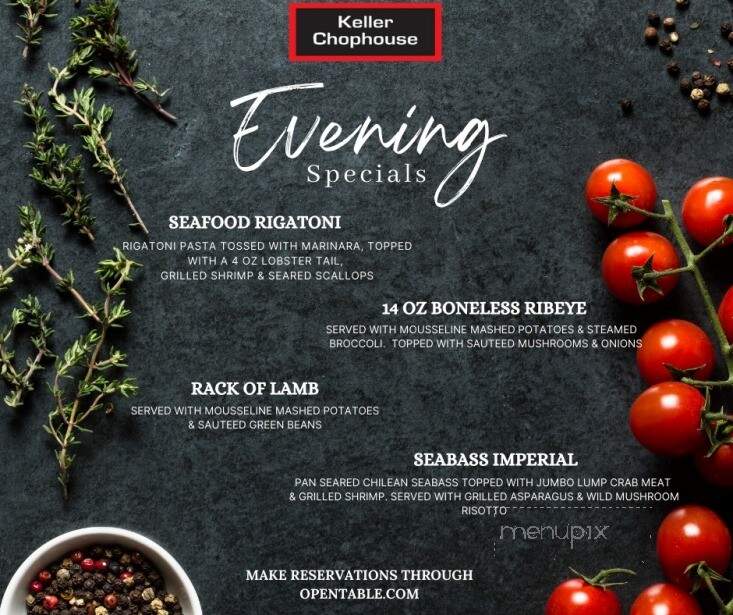Keller Chophouse - Keller, TX menu_pic