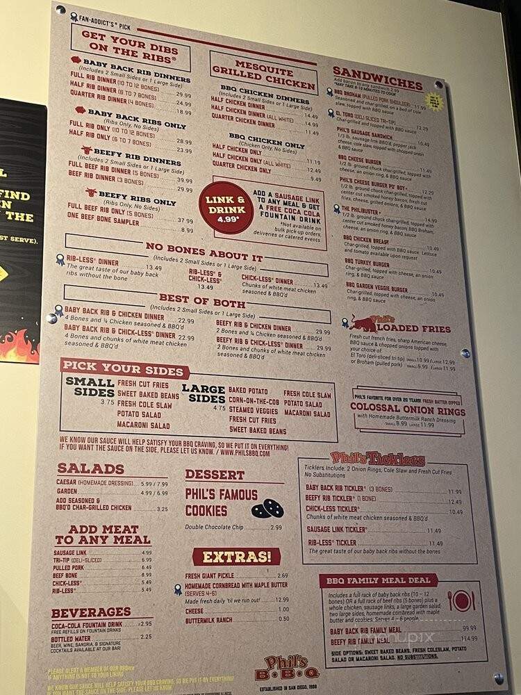 Phil's BBQ - Temecula, CA menu_pic