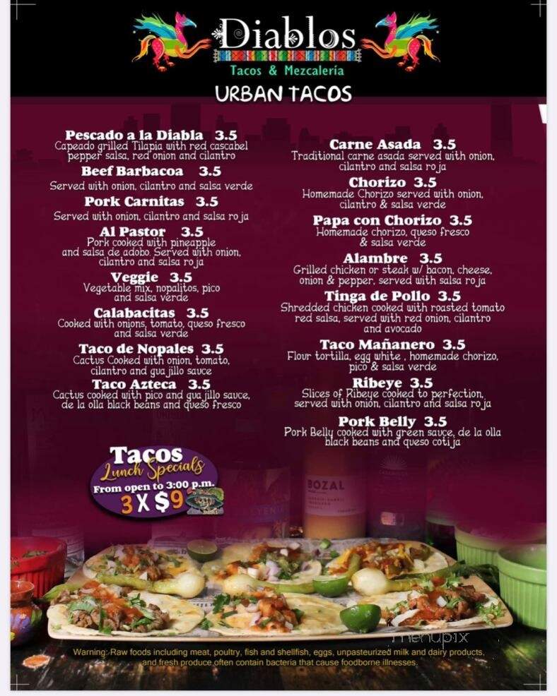 Diablos Tacos & Mezcaleria - Conway, AR menu_pic