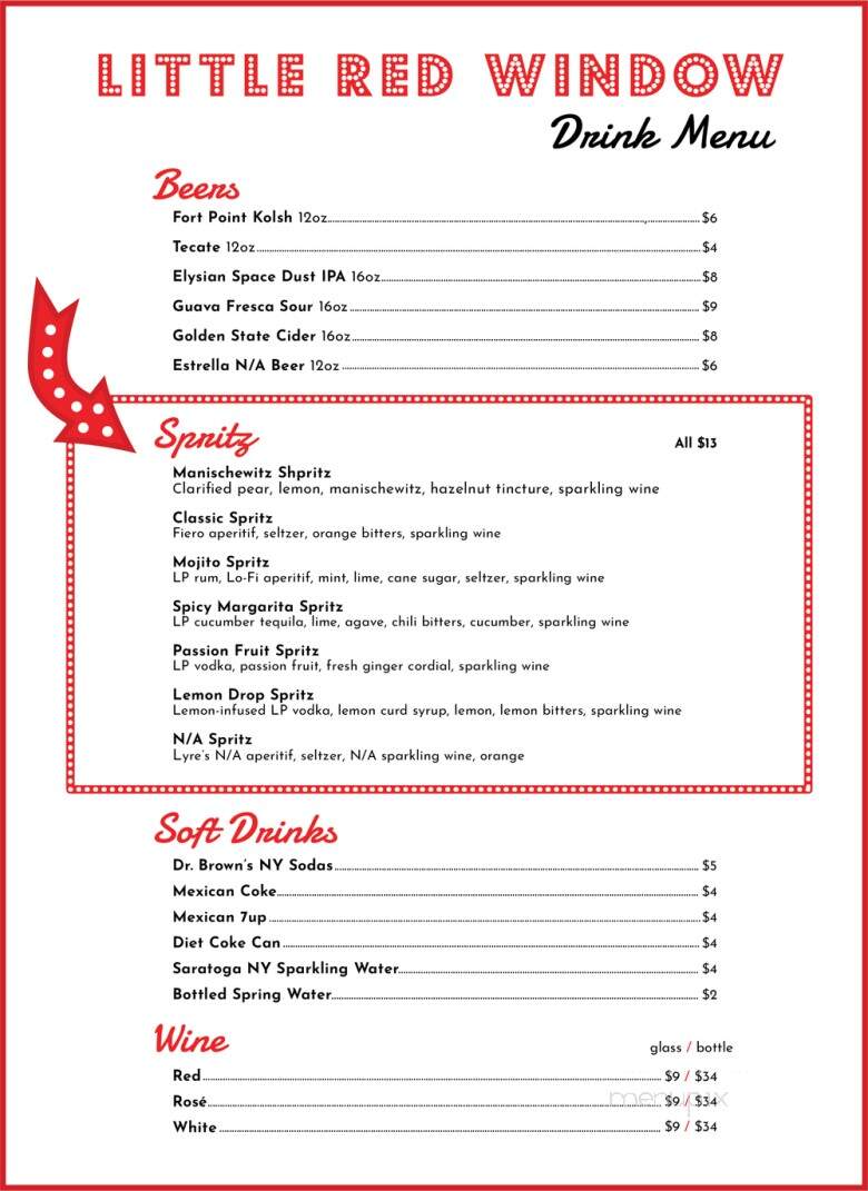Little Red Window - San Francisco, CA menu_pic