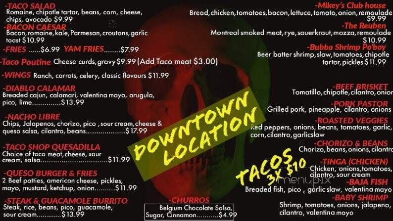 Mikey's Taco Shop - Calgary, AB menu_pic