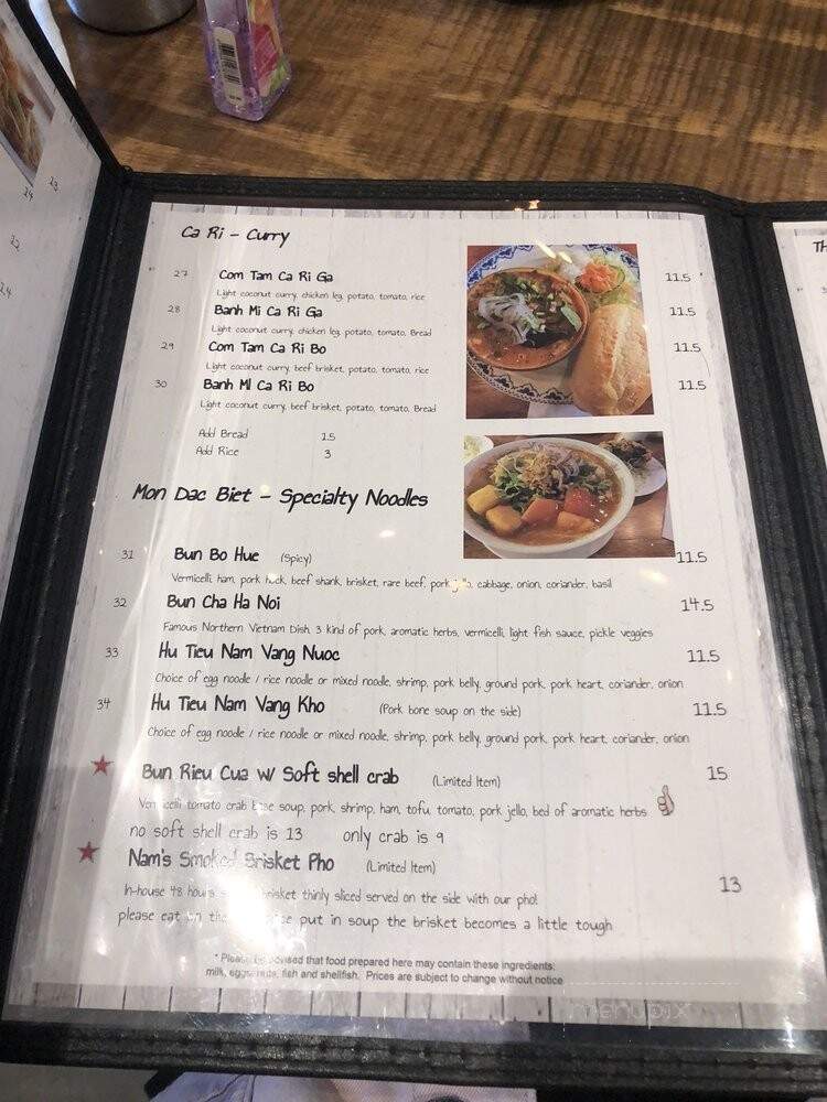 Nam 2 - Markham, ON menu_pic