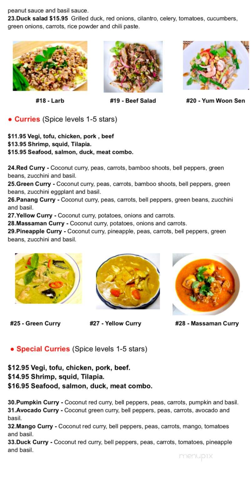 Sandee Thai Restaurant - Keizer, OR menu_pic