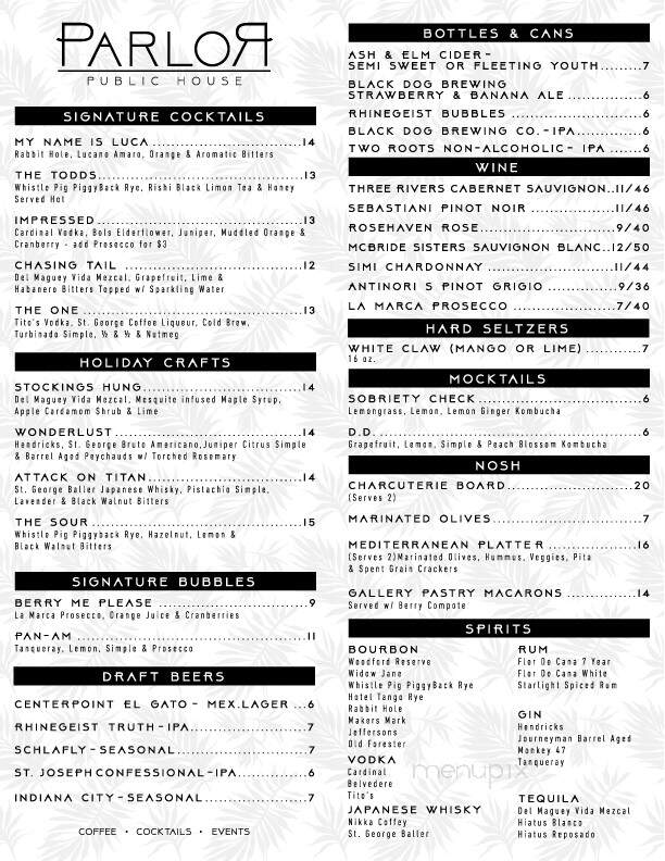 Parlor Public House - Indianapolis, IN menu_pic