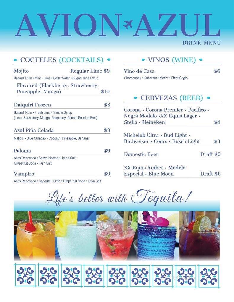 Avion Azul - Clear Lake, IA menu_pic