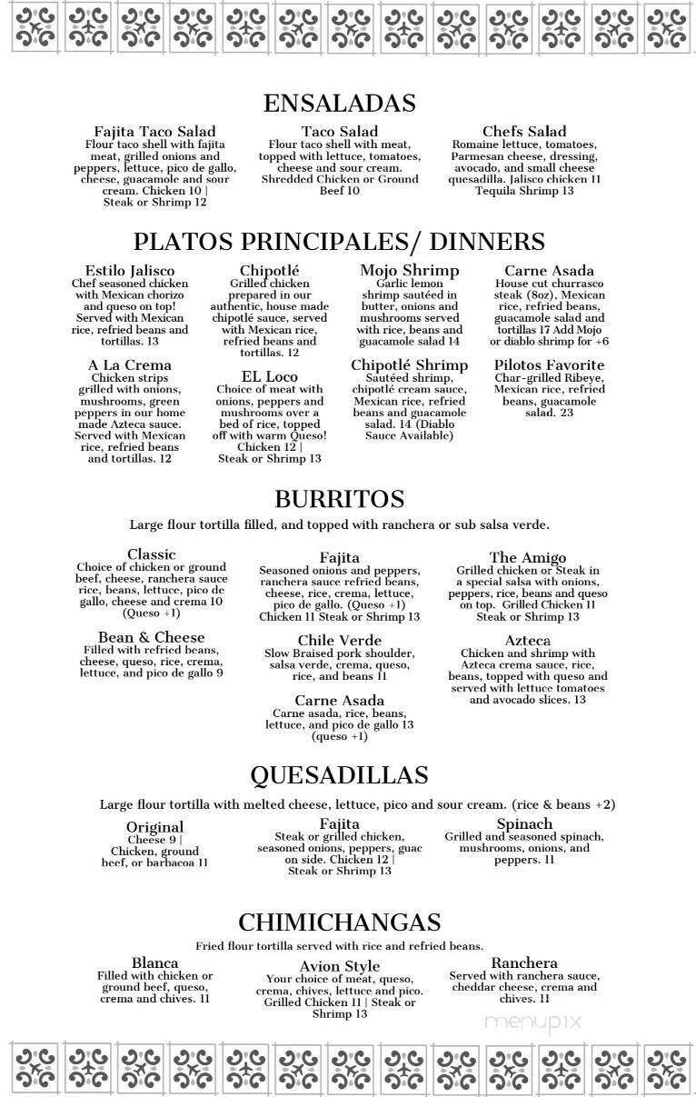 Avion Azul - Clear Lake, IA menu_pic