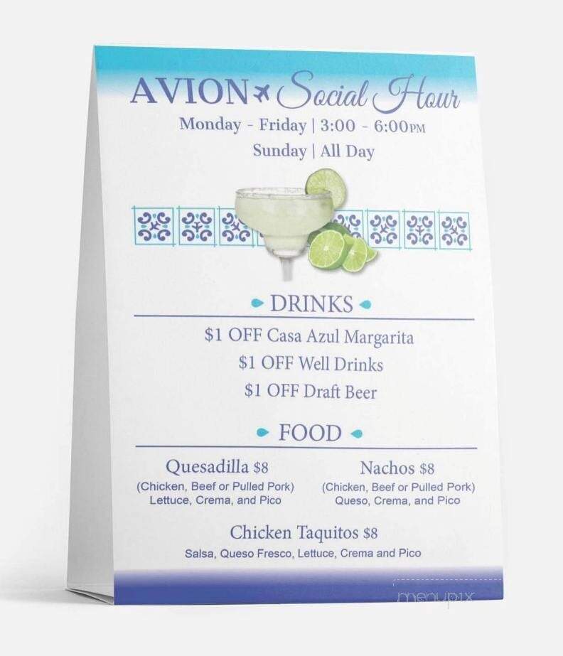 Avion Azul - Clear Lake, IA menu_pic