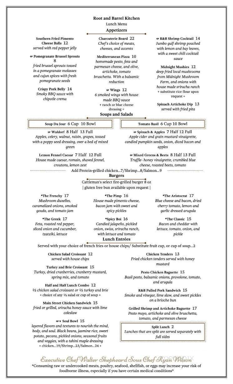 Root and Barrel Kitchen - Franklin, NC menu_pic