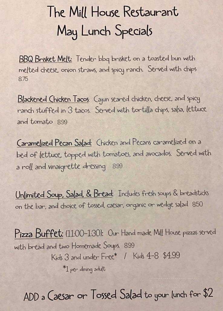 Millhouse Restaurant - Jasper, IN menu_pic